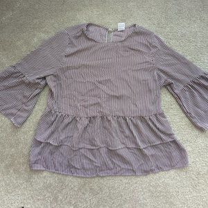 Time and Tru Red Peplum Striped - Large